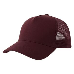 Atlantis Rapper 5 Panel Cotton Sustainable Trucker Cap / Burgundy/Burgundy